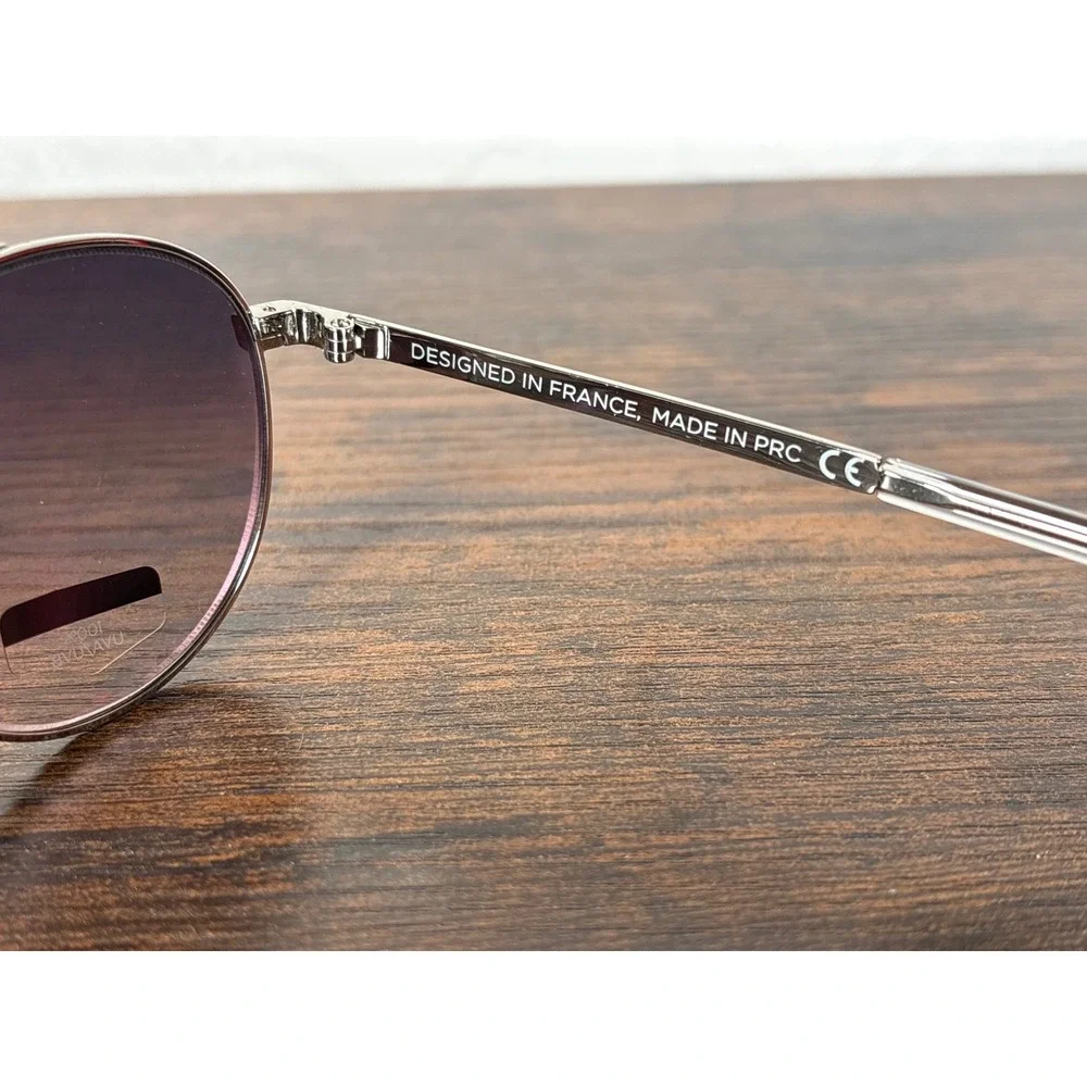 Bolle OVA 12590 Sunglasses Shiny Silver‎ TNS Gradient Pink Lens Mens Small Round